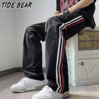 TIDE BEAR กางเกงสแล็คลายทางด้านข้างของผู้ชายผ้าบางแห้งเร็ว