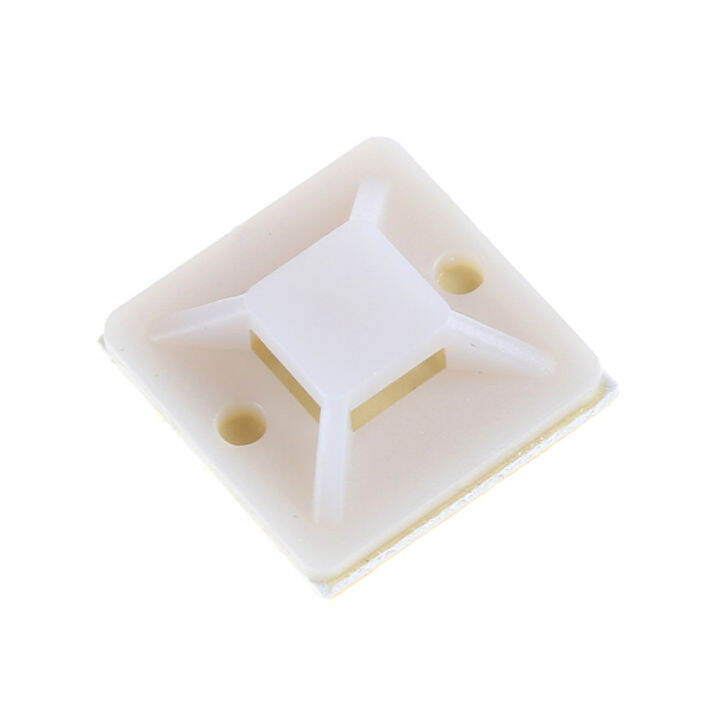 100-Pack Self-Adhesive Cable Tie Mounts - 25mm X 25mm White Clips For Wire Management 1 thumbnail image
