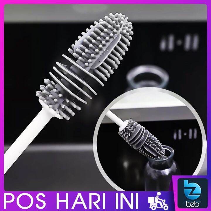 Scratch Free 💥 Soft Silicone Bristle Glass Cleaning Brush Long Handle