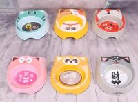 Kutiepom ชามอาหารสุนัขและแมว ลายสัตว์น่ารัก มี 6 ลาย เป็นเมลามีนแข็งแรง Pet Bowl Melamine Cute Animal Face