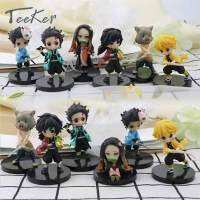 Teeker 6ชิ้น/เซ็ต Kimetsu No Yaiba ภาพอนิเมะโมเดลฟิกเกอร์ตุ๊กตาขยับแขนขาได้ลายปีศาจ