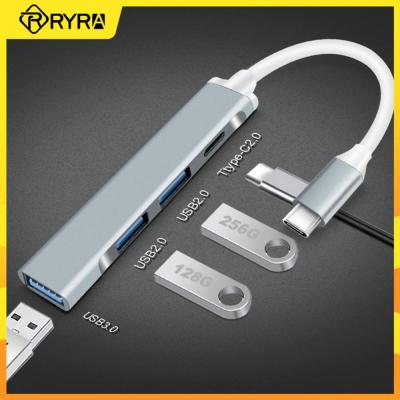 Hyra USB ฮับ3.0 4พอร์ตมัลติฟังก์ชั่นความเร็วสูงชนิด C Splitter Adapter USB Expander สำหรับคอมพิวเตอร์พีซีอุปกรณ์เสริมฮับหลายพอร์ท Feona