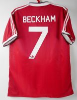 7 BECKHAM MAN UTD HOME 1983 SHARP ELECTRONICS RETRO FOOTBALL SHIRT SOCCER JERSEY