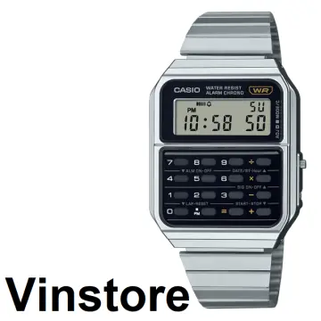 Casio Vintage CA-500WEGG-1B Black Stainless Steel Calculator Digital Men's  Watch