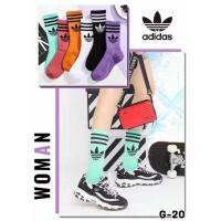 {Socks Shop} Nakusu ถุงเท้า Adidas ผู้หญิง5คู่สไตล์ใหม่ถุงเท้ากีฬาคุณภาพสูงตัดกลางหลากสี