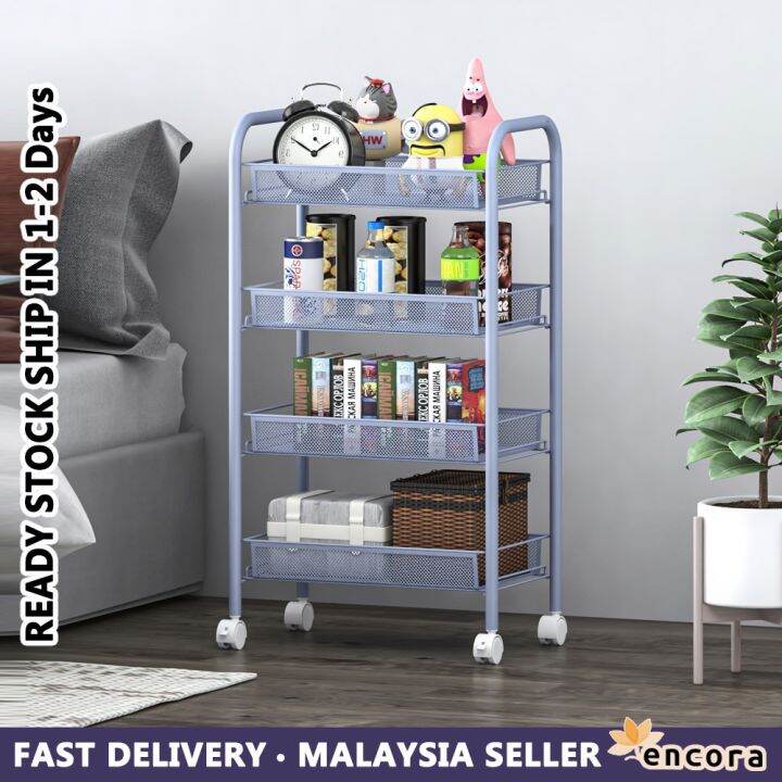 Encora Multipurpose Storage Rack Trolley Rack with Wheel Lazada