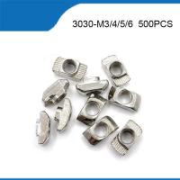 500pcs T Hammer Nuts 3030-M3 M4 M5 M6 T Nuts Block Fasten Slot Nut Carbon Steel Nickel Plated for 3030 Aluminum Profile Groove 8 Hand Tool Parts Acces