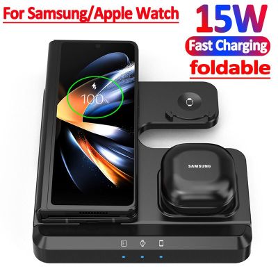 15W 3 In 1 Wireless R Stand Pad สำหรับ14 13 12 11X8 Mini Pro Max นาฬิกา Samsung Apple Airpods สถานีชาร์จแบบรวดเร็ว