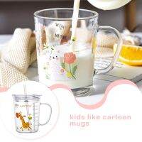 Glass Mug Temperature Breakfast Cup Printing Straw Water Cups Household