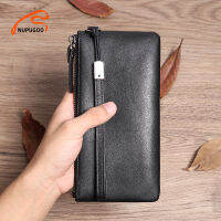 ร้อน, ร้อน★Casual Men long wallet Genuine Leather Male Phone Clutch bag Credit Card Holder Wallet Small Coin Purse Mini Bag For Man NUPUGOO