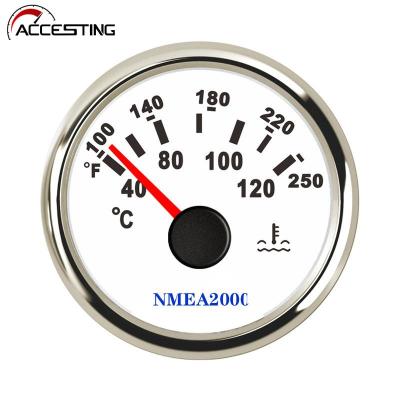 เกจวัดความสูงของอุณหภูมิน้ำ NMEA2000อุณหภูมิน้ำ52มม. NMEA 2000สำหรับรถยนต์รถบรรทุกเครื่องยนต์รถจักรยานยนต์เรือเรือใบเดินทะเล RV 12V 24V
