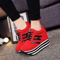 Fashion Womens Casual Lace Up Sneaker Canvas High-top Thick Bottom Sport Shoes