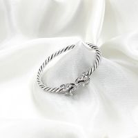 DSP กำไลข้อมือเงินแท้ลายบิดเกลียว กำไลเงินหัวช้าง กำไลเงินแท้ 92.5% : 925 Sterling Silver Cuff Bangle [GSPB0278]