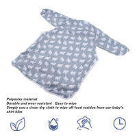 Coverall Baby Feeding Bibs แบบบูรณาการกันน้ำป้องกันการเปรอะเปื้อนโพลีเอสเตอร์แขนยาว Baby Coverall Bib