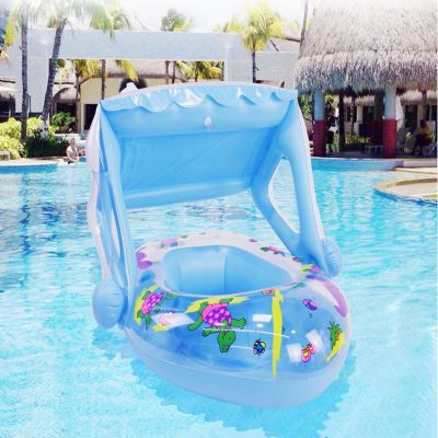 Inflatable Swimming Ring Toddler Swim Boat Swimming Training Baby Swimming Ring Child Swimming Pool Water Seat With Canopy