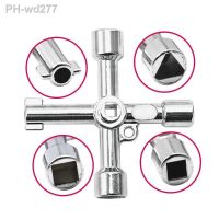 4 Way Universal Cross Triangle Wrench KEY for Train Electrical Elevator Cabinet Valve Alloy Triangle