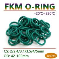 2pcs CS 2 2.4 3.1 3.5 4 5mm Green FKM Fluorine Rubber O Ring Gasket OD 42-100mm O-Ring Seal Washer Oil and Acid Resistant