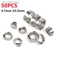 ▫ 50pcs Hose Clamps Single Ear Stepless 4.7-23.5mm 304 Stainless Steel Hose Clamps Cinch Clamp Rings for Sealing Kinds of Hose