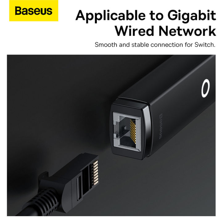 baseus-usb-ethernet-adapter-usb3-0-1000mbps-usb-rj45การ์ดเครือข่ายสำหรับแล็ปท็อป-xiaomi-mi-s-nintendo-switch-pc-อินเทอร์เน็ต-usb-lan