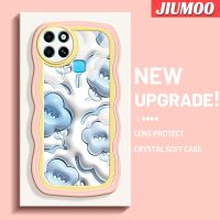 เคส JIUMOO สำหรับ Infinix Smart 6 Plus Smart 6 Plus Smart 7เคสแฟชั่น3D ดอกไม้สีฟ้าคลื่นเคสโทรศัพท์ลวดลายขอบซิลิโคนของเหลวแบบดั้งเดิมเคสป้องกันกล้องเลนส์คลุมทั้งหมดกรอบเคสนิ่มด้านหลัง