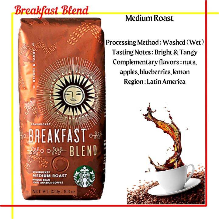 Original Starbucks Breakfast Blend Medium Roast 250g 100 Arabica Coffee ...