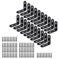 ✲ 20PCS L Bracket Corner Bracket Steel L Brackets For Shelves Metal Corner Brace For Wood Furniture Cabinet Black