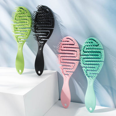 【CW】Wide Teeth Air Cushion Combs Wet and Dry Use Womens Scalp Massage Comb Hair Brush Hollowing Out Home Salon DIY Hairdress Tool
