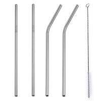 New 4Pcs/Set Reusable Stainless Steel Straw with Cleaner Brush or Straw Box Eco Friendly Metal Drinking Straws Set for Glass Mug Specialty Glassware