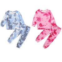 Baby Boys Girls 2Pcs Set Tie Dye Print Sleepwear Pajama Set Long Sleeve T-Shirt Sweatsuit+Pants Set Newborn Casual Suit  by Hs2023