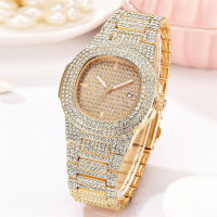 Luxury Unisex Silver Gold Full Diamond Fashion Watches Quartz og Stainless Steel Band celet Wrist Watch For Gift