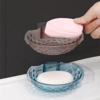 ™◕℡ 1PCS Wall Mounted Soap Dishes Shower Lucency Drain Rack Storage Holder Toilet Soap Boxes Shelves Home Kitchen Bathroom Organizer