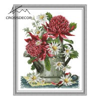 Crossdecor Cross Stitch ชุดด้วยวัสดุ Still Life พิมพ์ผ้าโรงงาน Outlet ผ้า11CT 14CT ปักชุดสำหรับผู้เริ่มต้น Craft Handmade ตกแต่งสำหรับ Sala Wall-ดอกไม้และน้ำหม้อ