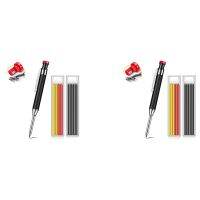 2X Mechanical Carpenter Pencils Construction Pencils Heavy Duty with Built-in Sharpener Black