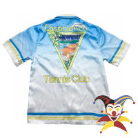 Gradient Blue Tennis Club พิมพ์ Casablanca Silk Shirt Men Women Hawaii Beach Shirts