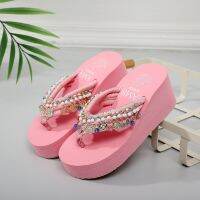 Hot sell Summer Slippers Platform Outdoor Slides String Bead Eva Bohemia Style Chain Wedges Shoes Women Beach Sandals Femal Flip Flop