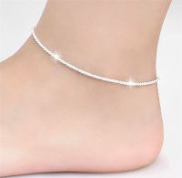 【CW】♚  Thin Color Chains Anklet Friend Foot Jewelry Leg Barefoot Birthday Wedding