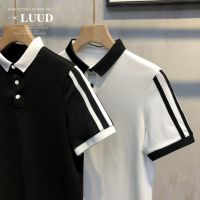 ♀♛❂ Man Solid Color Lapel POLO Shirt Men Slim-Fit Stripe Shirts Casual All-Match Short-Sleeved T-Shirt Retro Top for Men