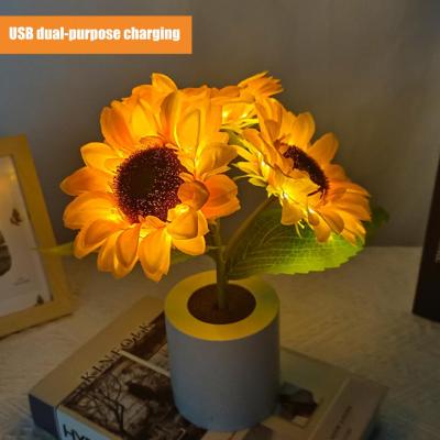 Delicate Feel  Durable Sunflower Design Night Lamp Lightweight Decorative Ambient Light Long Lasting   Bedroom Supply Night Lights