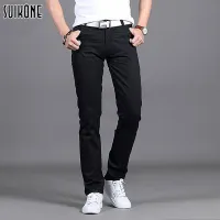 Suikone New Design Casual Men pants Cotton Slim Pant Straight Trousers Fashion Business Solid Khaki Black Pants Men