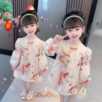 Hanfu ผู้หญิง Cheongsam ชุดเจ้าหญิง 2023 ฤดูใบไม้ผลิฤดูร้อนใหม่สไตล์จีนแขนยาวพิมพ์ทับทิมแต่งตัว