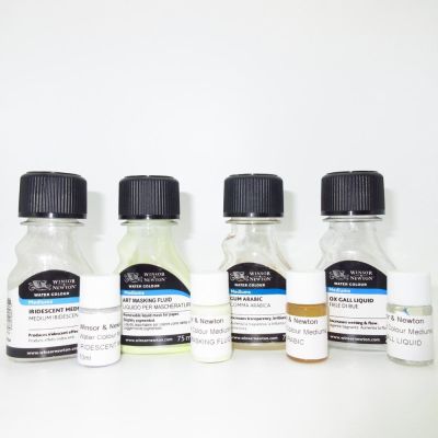 Winsor Newton Watercolor Mediums Mini 10ml Art Masking OX Gall Gum Arabic Iridescent Medium