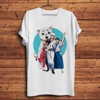 Gintama Sakata Gintoki Shimura Shinpachi Kagura Funny Anime Tshirt Men White T Shirt