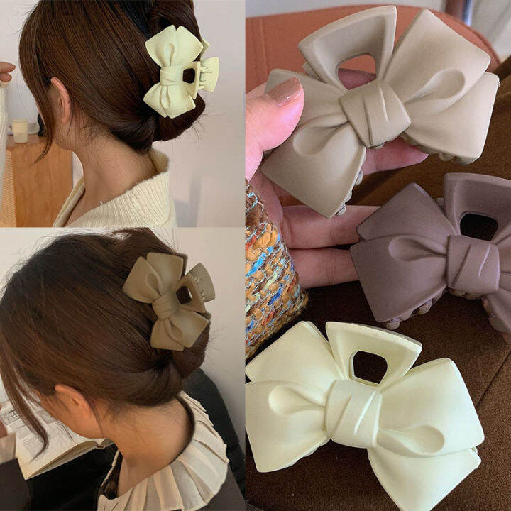 New Korean Hair Clip Fashion Frosted Bow Shark Clip Hairpin For Woman New Korean Hair Clip Fashion Frosted Bow Shark Clip Hairpin For Woman