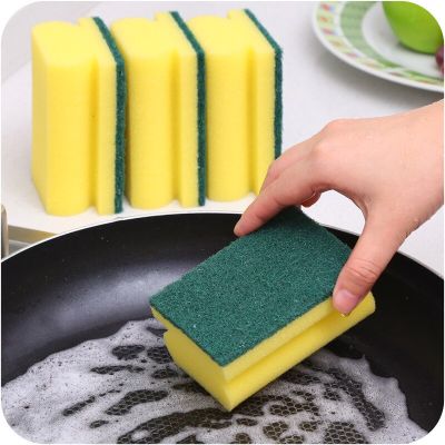 Dish Washing Sponge Dishwashing Scrubber  Rubber Scrub Gloves Kitchen Cleaning Double-sided Sponge Wipe Cleaning Tools Safety Gloves