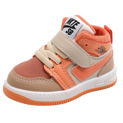 Kruleepo Baby Girls Boys High Top Casual Shoes Newborn Toddlers Sports Games Non Slip Sneakers Mother Kids PU First Walkers