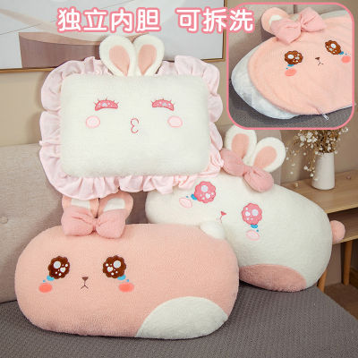 Pink Rabbit Square pillow With Cute Bunny Ears Lolita lace pillow Princess Girl Room Bed Decor Sleeping Pillow Birthday gift