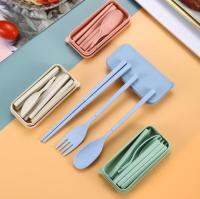 Spoon Fork Chopsticks Set Wheat Straw Dinnerware 4PCS/Set Tableware Detachable Cutlery Portable Travel Kitchen Accessories SN Flatware Sets