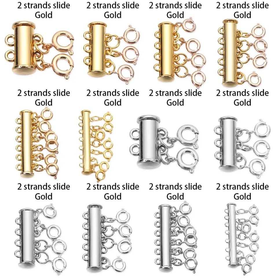 5Pcs Layered Necklace Spacer Clasp, Magnetic Slide Clasp Lock Necklace  Connector Multi Strands Slide Tube Clasps