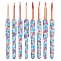 8pcs Crochet Hooks Set with Polymer Clay Handle DIY Craft Making Crochets Hook Accessories Gift for Women Girls