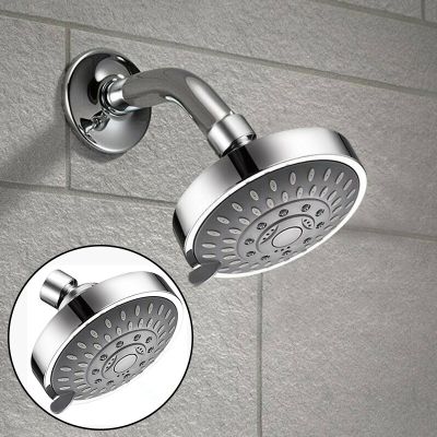 High Pressure Shower Head Sprayer 4 Inch 5 Setting Adjustable Rainfall Wall-Mounted Bathroom Fixture Faucet Replacement Parts Plumbing Valves